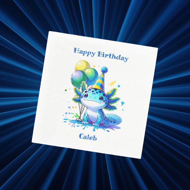 Servilleta De Papel Fiesta de cumpleaños de niño Axolotl azul y verde (Subido por el creador)