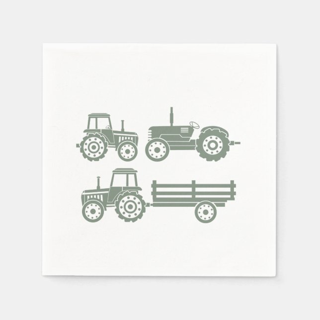 Servilleta De Papel Fiesta de cumpleaños de niño con tractor moderno (Anverso)