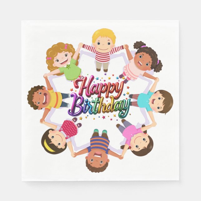 Servilleta De Papel Fiesta de Cumpleaños de Niños (Anverso)