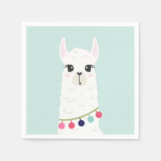 Servilleta De Papel Fiesta de cumpleaños de niños de Cute Llama (Anverso)