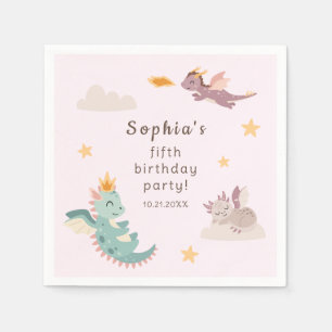 Servilleta De Papel Fiesta de cumpleaños de niños de Cute Pastel Drago
