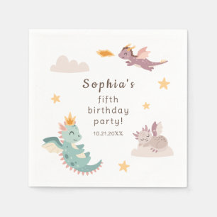Servilleta De Papel Fiesta de cumpleaños de niños de Cute Pastel Drago