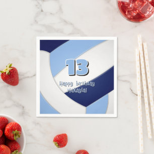 Servilleta De Papel fiesta de cumpleaños de niños de voleibol azul mar