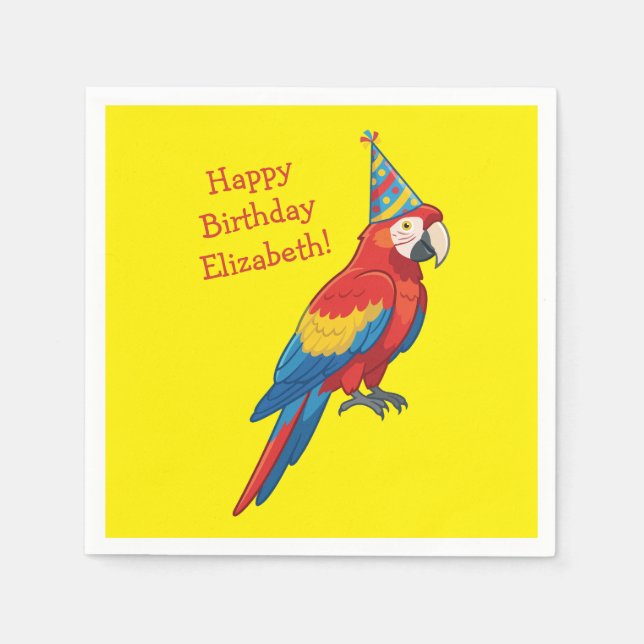 Servilleta De Papel Fiesta de cumpleaños de niños loro (Anverso)