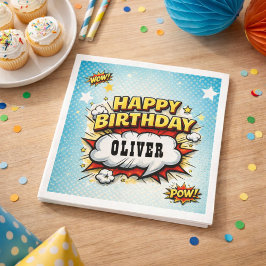 Servilleta De Papel Fiesta de cumpleaños de nombre de niño superhéroe
