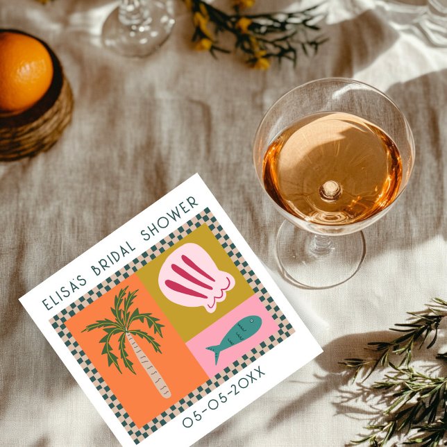 Servilleta De Papel Fiesta de Cumpleaños de Novia Moderno Lindo COSTUM (Seaside Soiree Bridal Shower Modern Cute CUSTOM Napkins
)