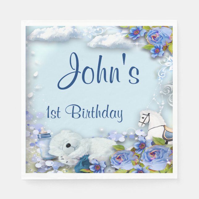 Servilleta De Papel Fiesta de cumpleaños de Oso y Caballo de Teddy