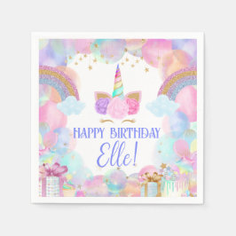 Servilleta De Papel Fiesta de cumpleaños de Pastel Rainbow Unicorn
