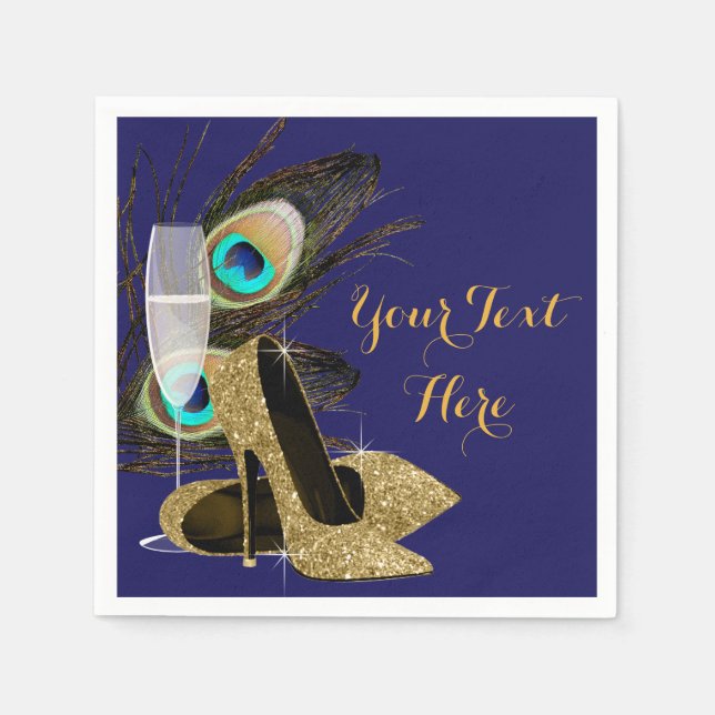 Servilleta De Papel Fiesta de cumpleaños de Peacock (Anverso)