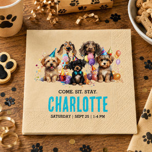Servilleta De Papel Fiesta de Cumpleaños de Perro Cachorro Acuarela