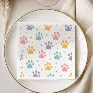 Servilleta De Papel Fiesta de Cumpleaños de Perro Cachorro con Huella