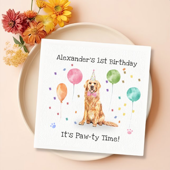 Servilleta De Papel Fiesta de cumpleaños de perro de Golden Retriever (Subido por el creador)