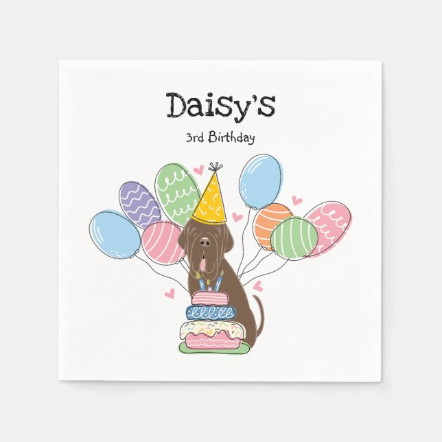 Servilleta De Papel Fiesta de cumpleaños de perros marrones napolitano (Anverso)