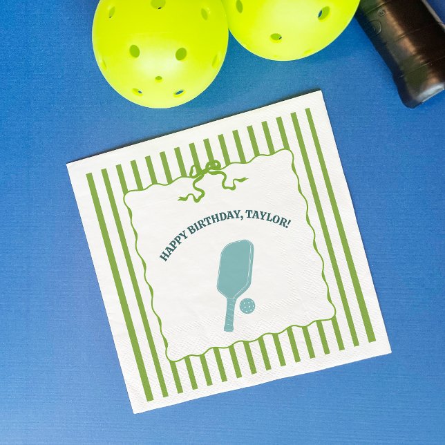 Servilleta De Papel Fiesta de cumpleaños de pickleball con rayas verde (Subido por el creador)