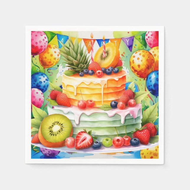 Servilleta De Papel Fiesta de cumpleaños de Pickleball temática para a (Anverso)