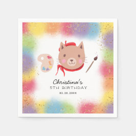 Servilleta De Papel Fiesta de cumpleaños de pinturas artísticas de gat