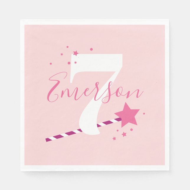 Servilleta De Papel Fiesta de cumpleaños de Princesas Pink Girls (Anverso)