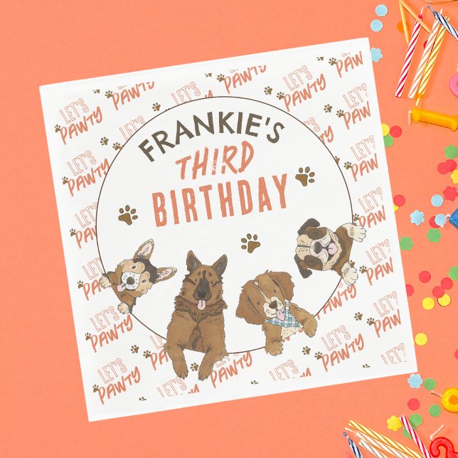 Servilleta De Papel Fiesta de cumpleaños de Puppy Paw-ty (Subido por el creador)