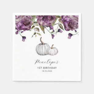 Servilleta De Papel Fiesta de cumpleaños de Purple Rustic Pumpkin Fall