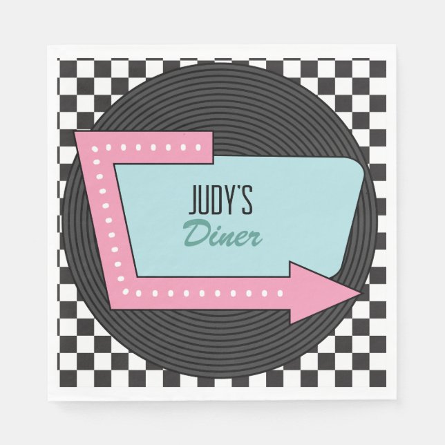 Servilleta De Papel Fiesta de cumpleaños de Retro 50 (Anverso)