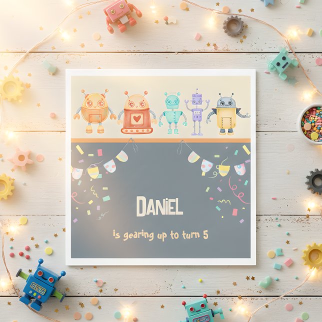 Servilleta De Papel Fiesta de cumpleaños de Robot (Subido por el creador)