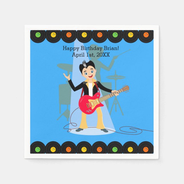 Servilleta De Papel Fiesta de cumpleaños de Rock Star Boy (Anverso)