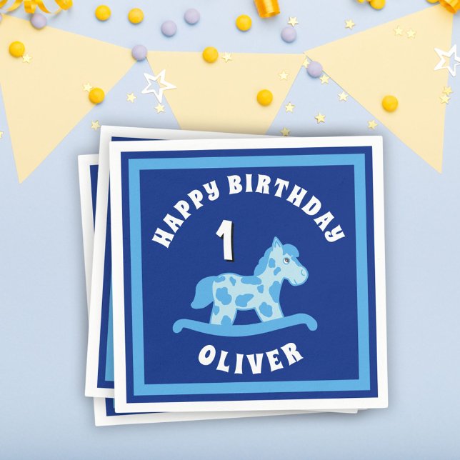 Servilleta De Papel Fiesta de cumpleaños de Rocke Horse Blue Boy (Subido por el creador)