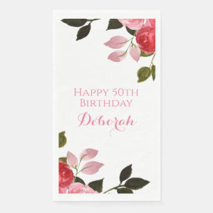 Servilleta De Papel Fiesta de Cumpleaños de Rosas Florales Personaliza