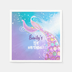 Servilleta De Papel Fiesta de cumpleaños de Sirena