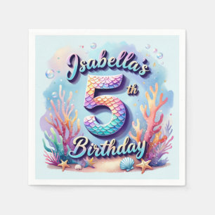 Servilleta De Papel Fiesta de Cumpleaños de Sirena – Fiesta Bajo el Ma
