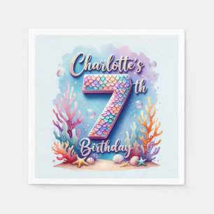 Servilleta De Papel Fiesta de Cumpleaños de Sirena – Nap de Fiesta Baj