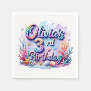 Servilleta De Papel Fiesta de Cumpleaños de Sirena – Servilletas de Fi
