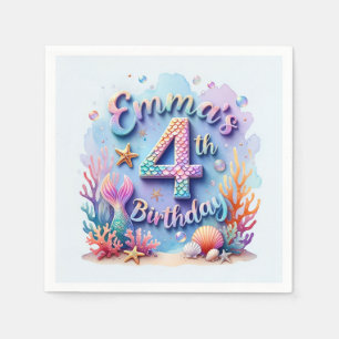 Servilleta De Papel Fiesta de Cumpleaños de Sirena – Servilletas de Fi
