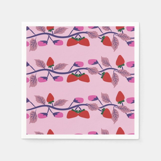 Servilleta De Papel Fiesta de cumpleaños de Strawberries (Anverso)