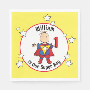 Servilleta De Papel Fiesta de Cumpleaños de Super Niño de Dibujos Anim