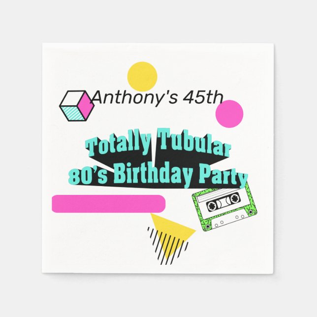 Servilleta De Papel Fiesta de cumpleaños de Tubular 80 (Anverso)