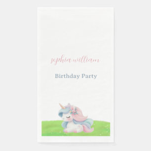 Servilleta De Papel Fiesta de cumpleaños de unicornio adorable con acu