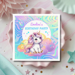 Servilleta De Papel Fiesta de Cumpleaños de Unicornio Mágico Brillante