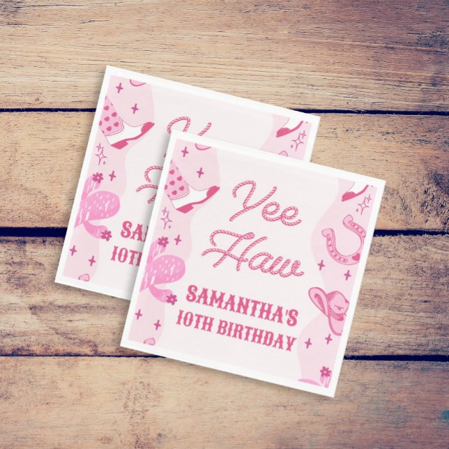 Servilleta De Papel Fiesta de Cumpleaños de Vaquera Rosa Rodeo (Subido por el creador)