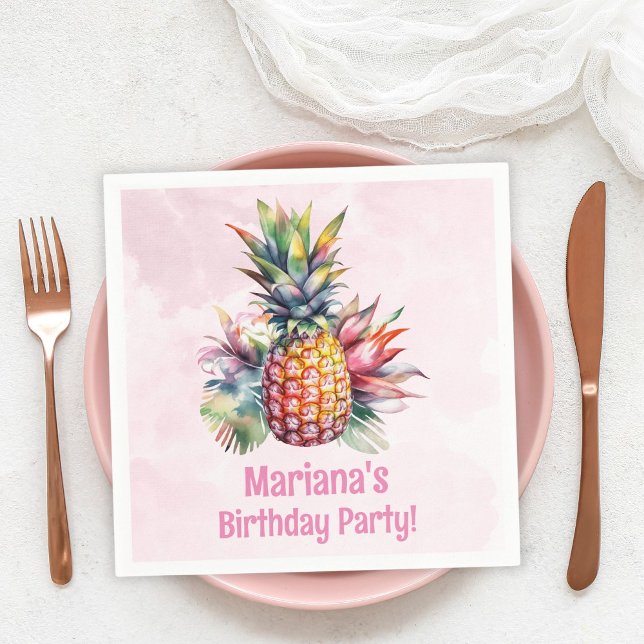 Servilleta De Papel Fiesta de cumpleaños de verano de piña Aloha (Subido por el creador)