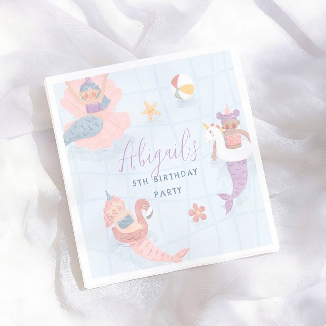 Servilleta De Papel Fiesta de Cumpleaños de Verano Piscina de Sirena (Subido por el creador)