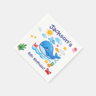 Servilleta De Papel Fiesta de Cumpleaños de Verano Tema Ballena para N