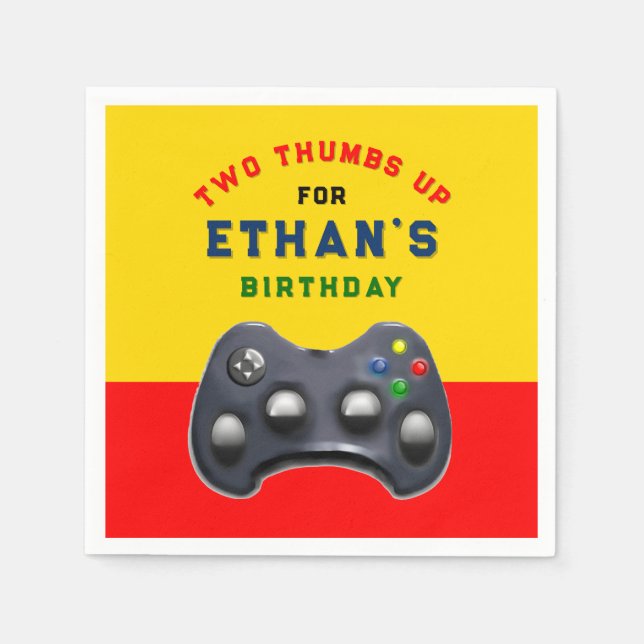 Servilleta De Papel Fiesta de cumpleaños de videojuegos (Anverso)