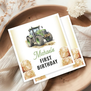 Servilleta De Papel Fiesta de cumpleaños de Watercolor Tractor