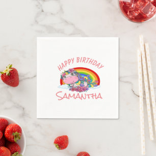 Servilleta De Papel fiesta de cumpleaños del arcoiris de unicornio