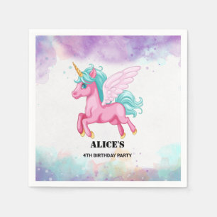 Servilleta De Papel Fiesta de Cumpleaños del Arcoíris del Unicornio Ro