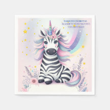 Fiesta de cumpleaños del arcoiris Zebra Unicornio