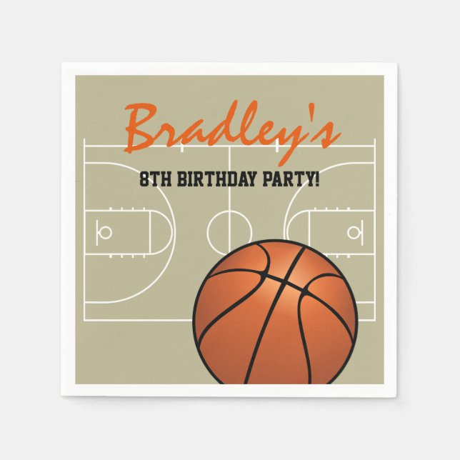 Servilleta De Papel Fiesta de cumpleaños del Baloncesto Infantil (Anverso)