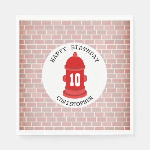 Servilleta De Papel Fiesta de cumpleaños del bombero y ladrillo