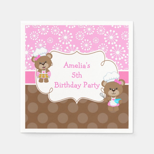 Servilleta De Papel Fiesta de cumpleaños del chef Cooking Bear (Anverso)